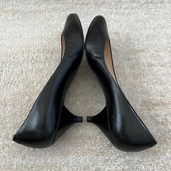 Vintage Jazz Black Leather Kitten Heel Shoes 7 Made in Spain - Picture 5 of 11